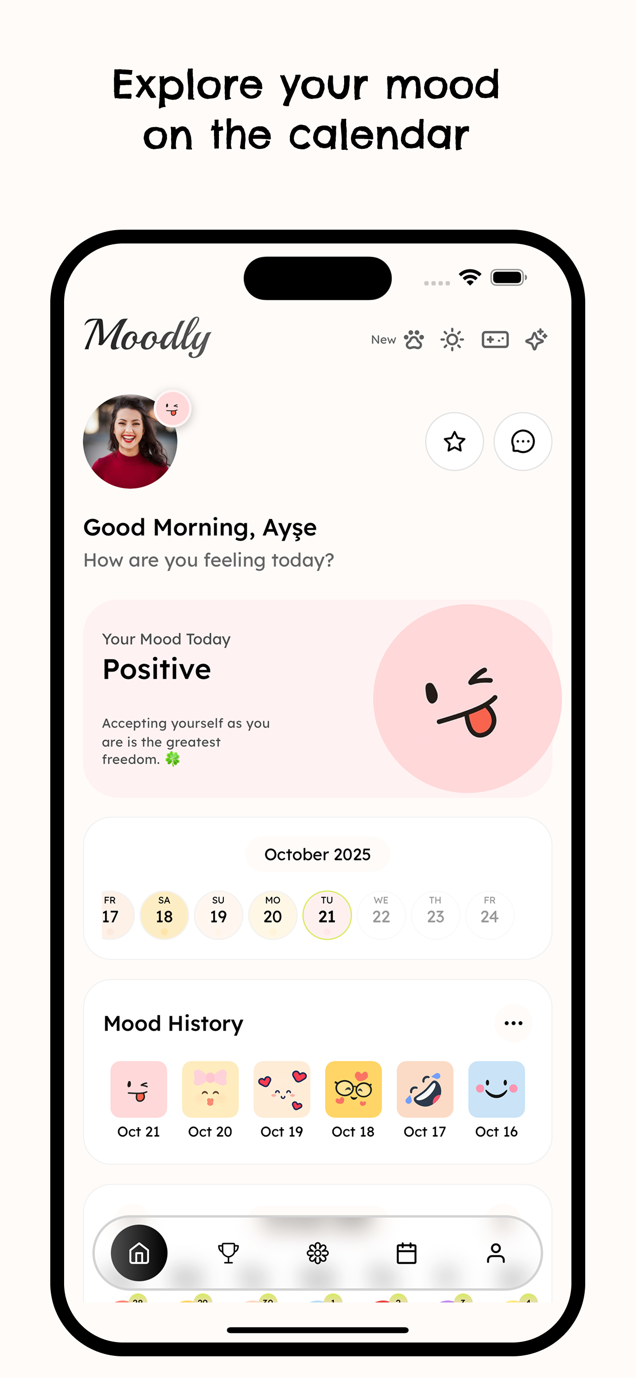 Moodly Mood Tracker App Screenshot